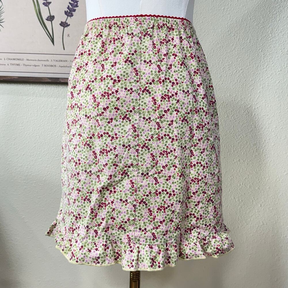 Vintage 90s Y2k Floral Ruffle Mini Skirt Cottage Dolly Himekaji Shoujo Girl XS